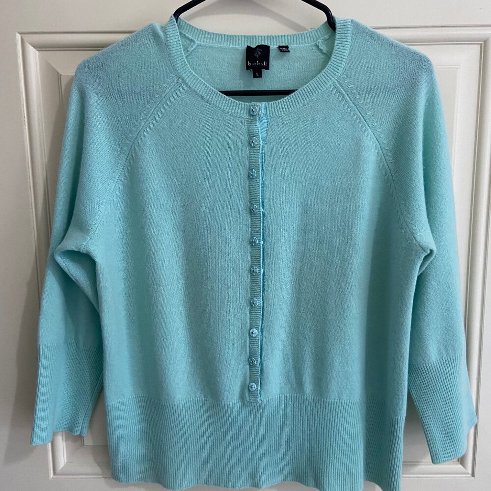 B. Chyll 100% Cashmere Mint Green Crew Neck Sweater Size Large